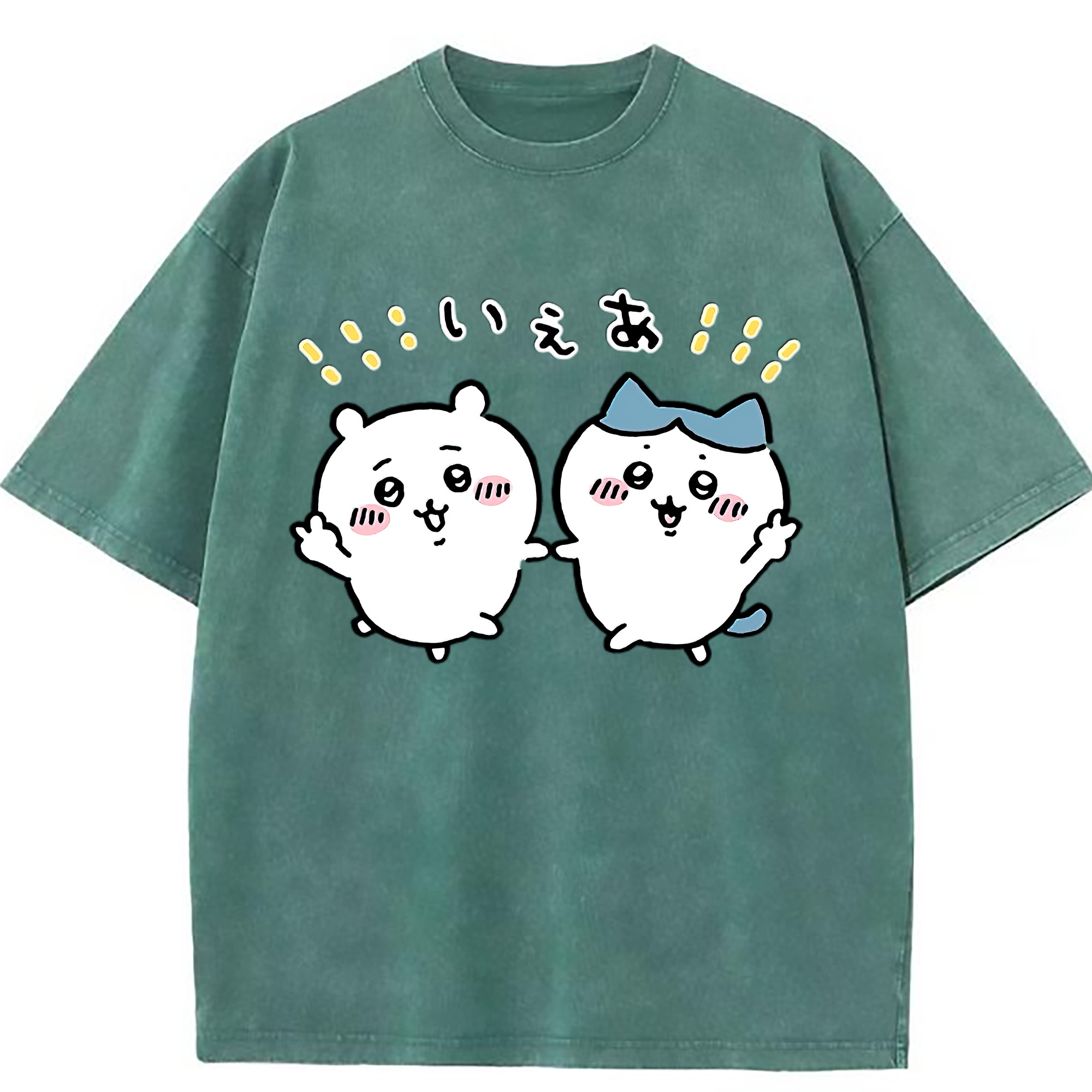 （画像用） ちいかわ ハチワレ Chii-kawa hachiware 綿100% ヴィンテージ風 半袖Tシャツ（フロントプリント）